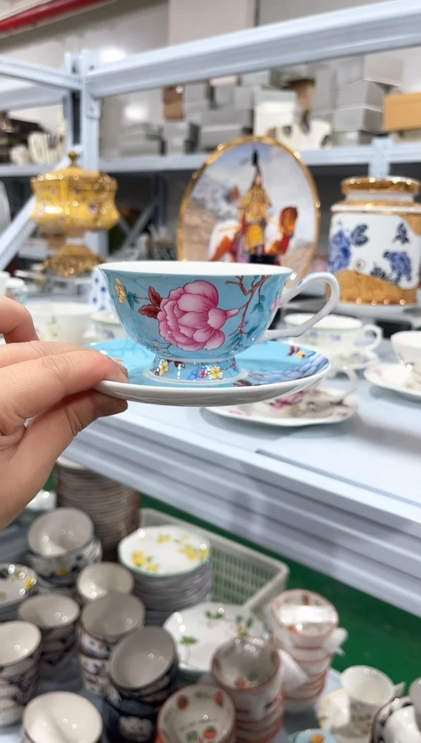 瓷片陶瓷（简装）鸟语花香咖啡杯一套