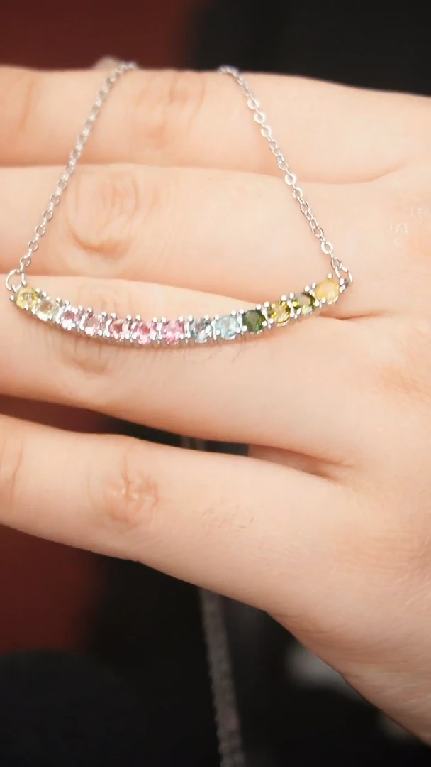 项链银S925镶嵌碧玺D23423435345