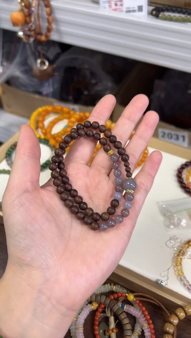 未镶嵌苏木（金丝檀）手串金丝檀木玛瑙设计款双圈[0808]