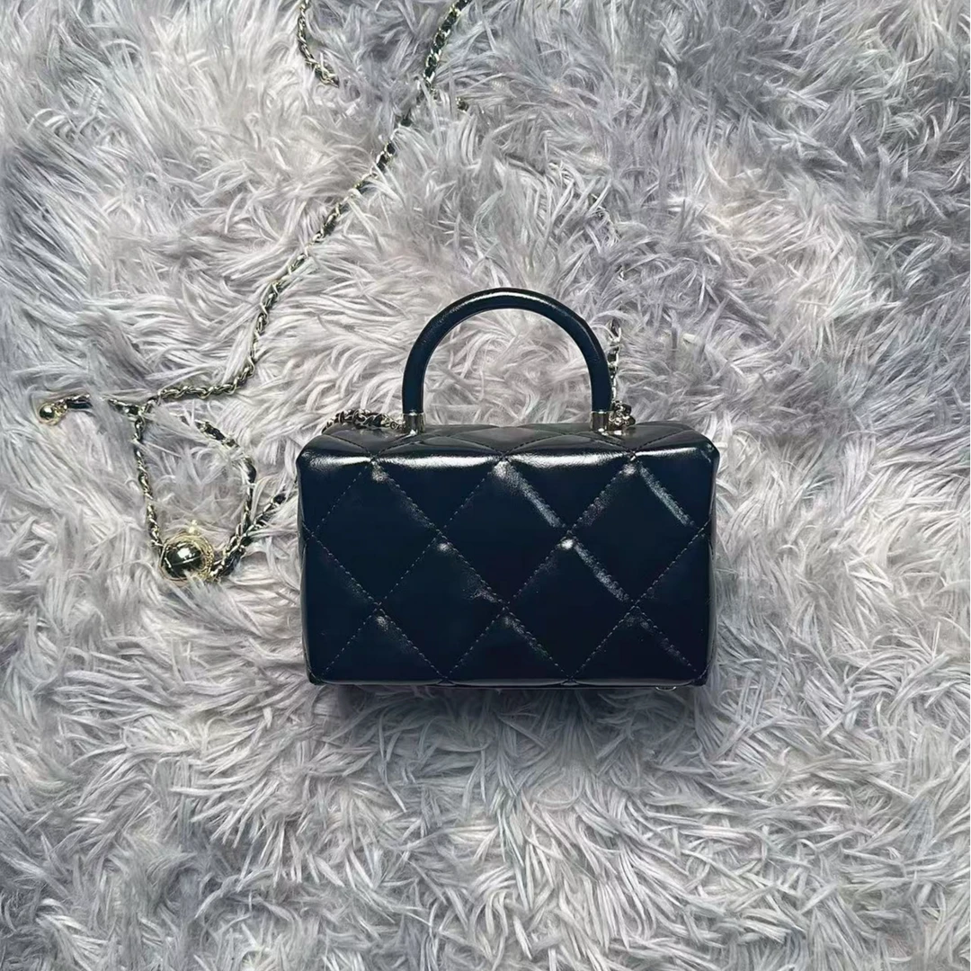 手工新款时尚百搭镜子女包黑色