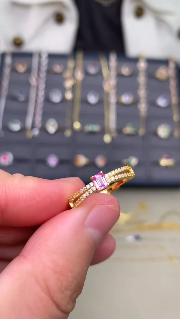 戒指蓝宝石银S925镶嵌戒指