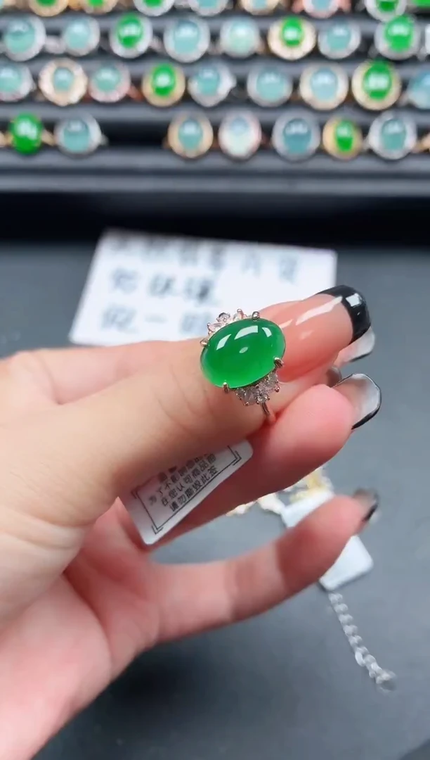 翡翠戒指银S925镶嵌1111111