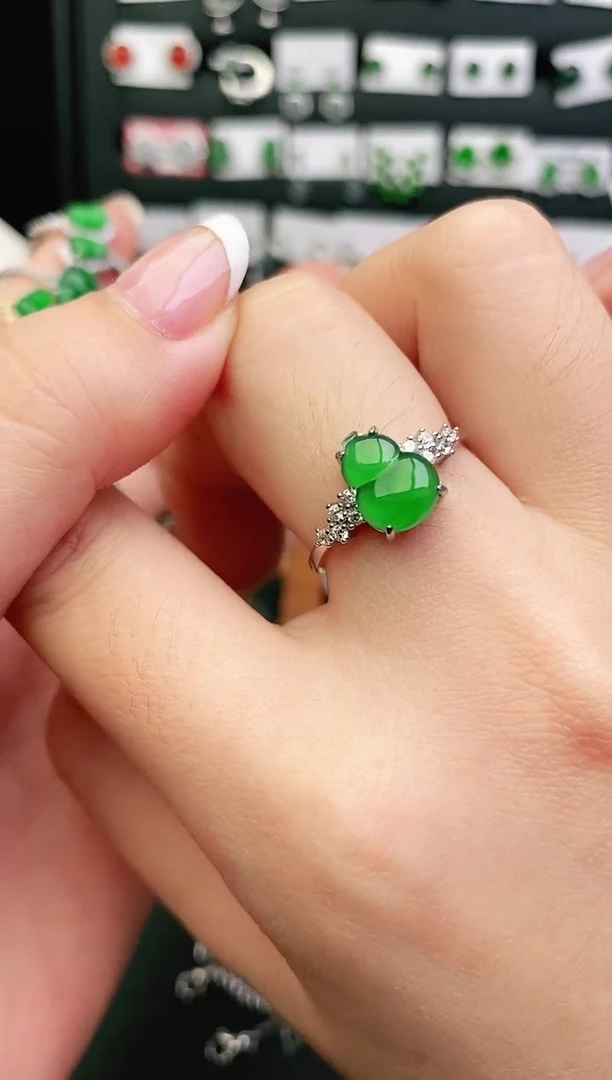 银S925镶嵌戒指翡翠0