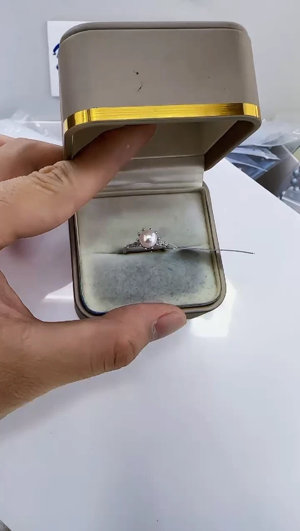 银S925镶嵌海水珍珠DA珍珠戒指7-8 a660