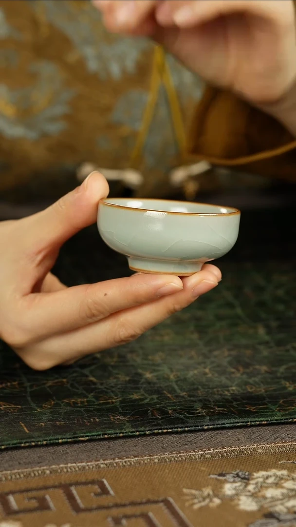 善窑厂汝窑天青小圆融杯