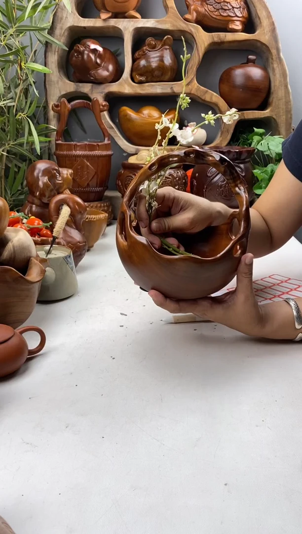 香樟木A33树藤提篮/尺寸