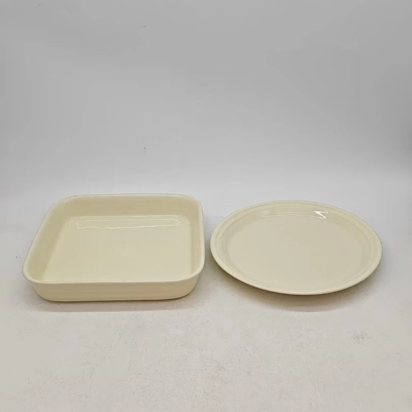 6052（方口径19.5 高3.5 圆口径20 高2.5）陶瓷餐具一方一圆A15