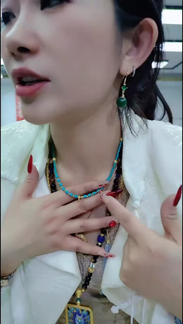 【闪购商品】玛瑙/玉髓颈饰合金2381 蓝色项链