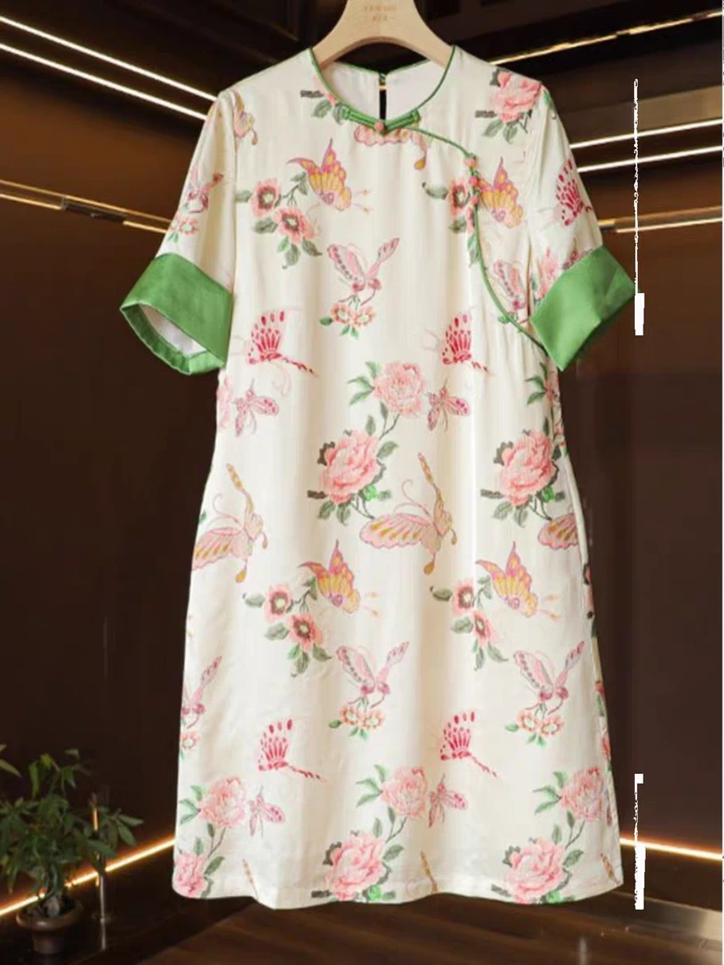 新中式提花显瘦旗袍连衣裙