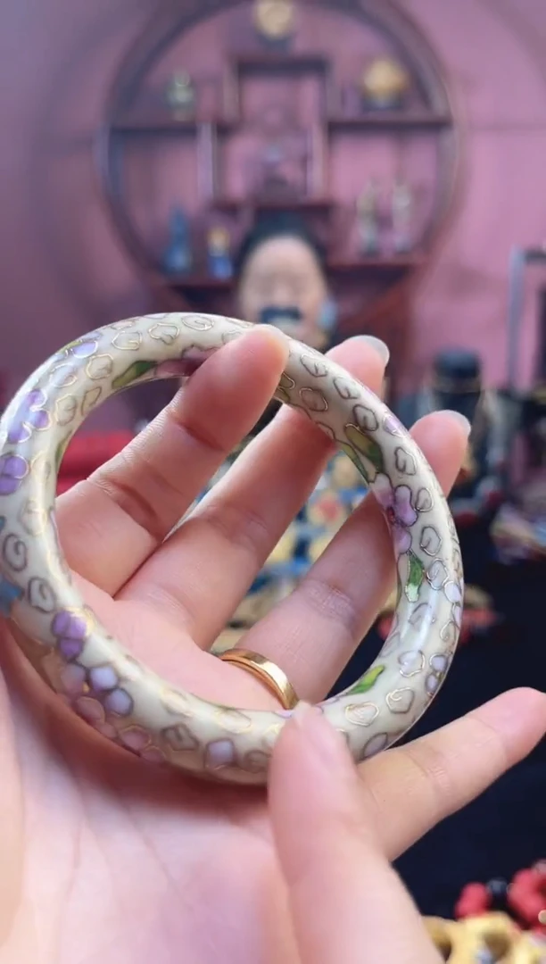 非遗 景泰蓝公主镯 56-60/1.2粗版 米色