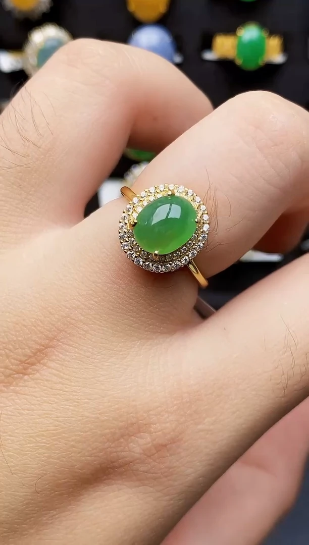 银S925镶嵌戒指翡翠8111