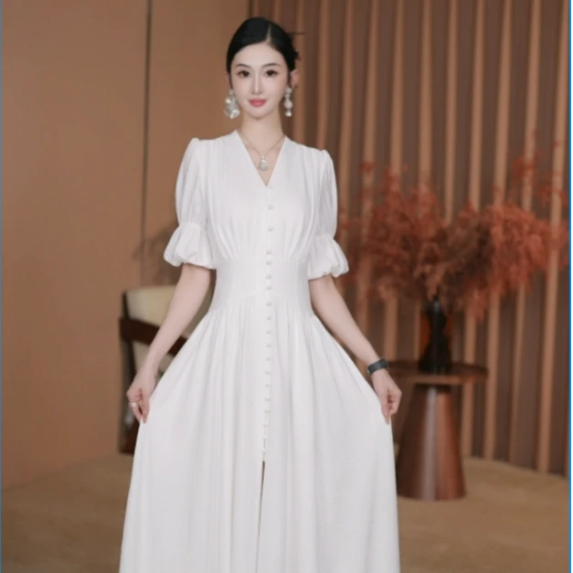 东东定制【实用主义】25年夏季新品时尚收腰显瘦短袖连衣裙