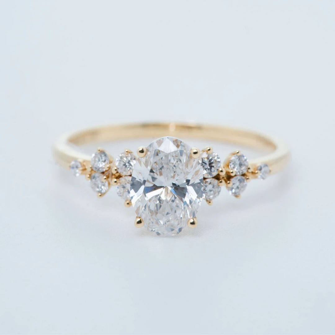 实验室培育钻石18K金钻戒椭圆「柏林情书」复古时尚戒指（k黄）