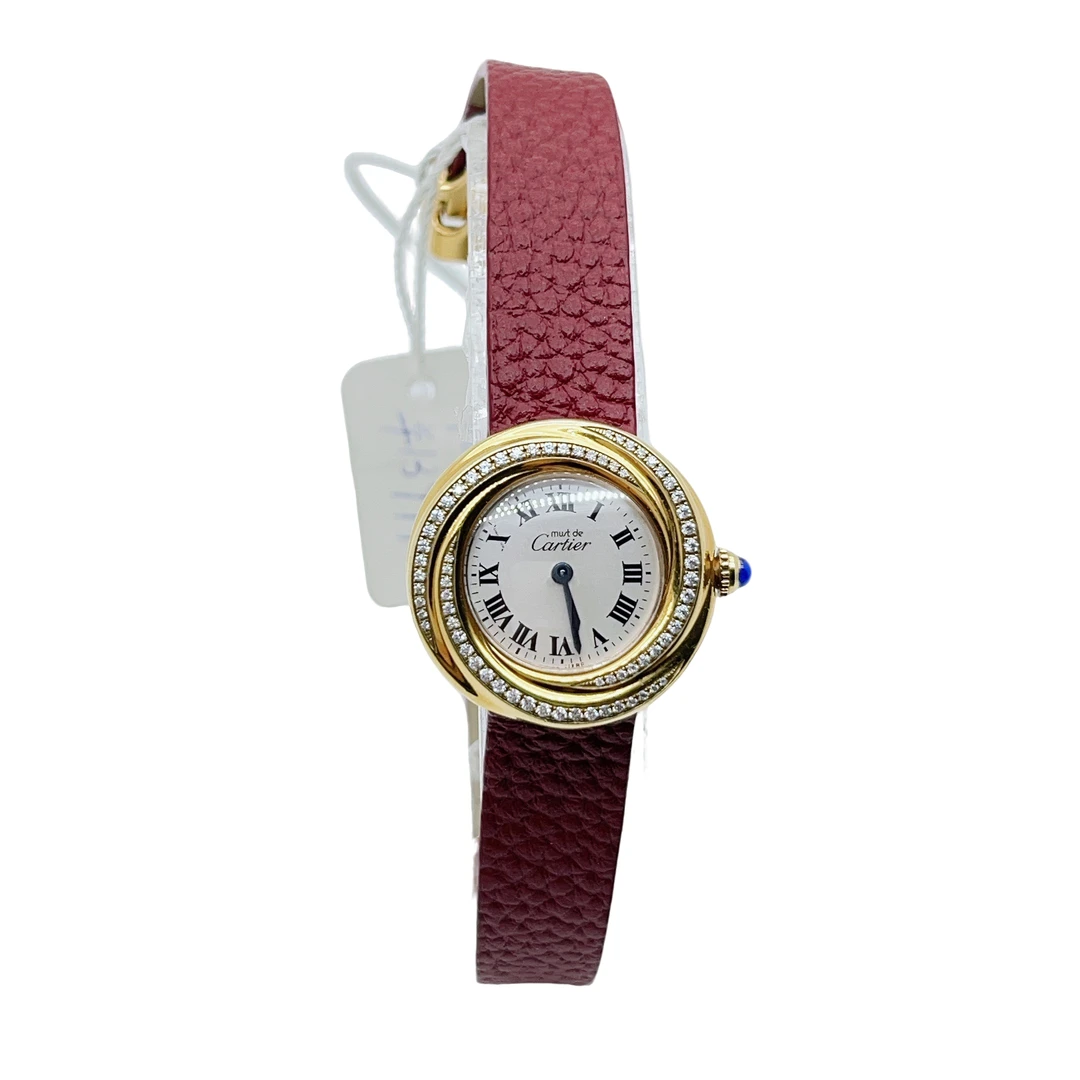 95新 Cartier/卡地亚 70086/女士石英表/26表径/后镶钻/表带后配