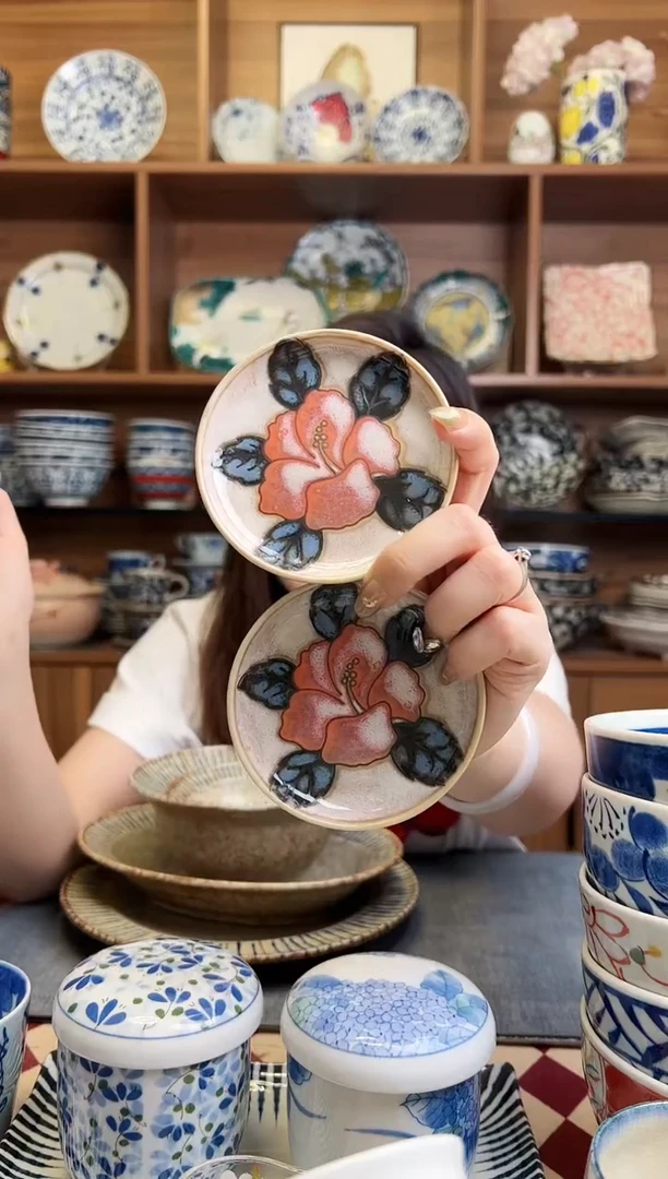 瓷片冲绳玫瑰 小味碟 2只装