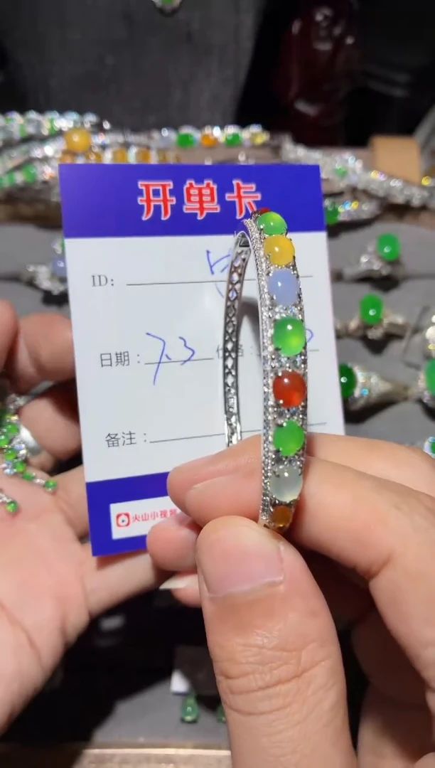 翡翠手镯银S925镶嵌宁***～ 宁静致远～