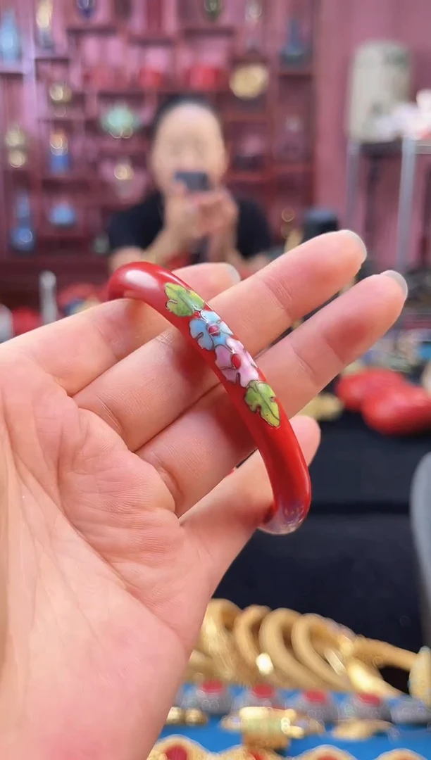 非遗技艺 景漆结合手镯 60 红