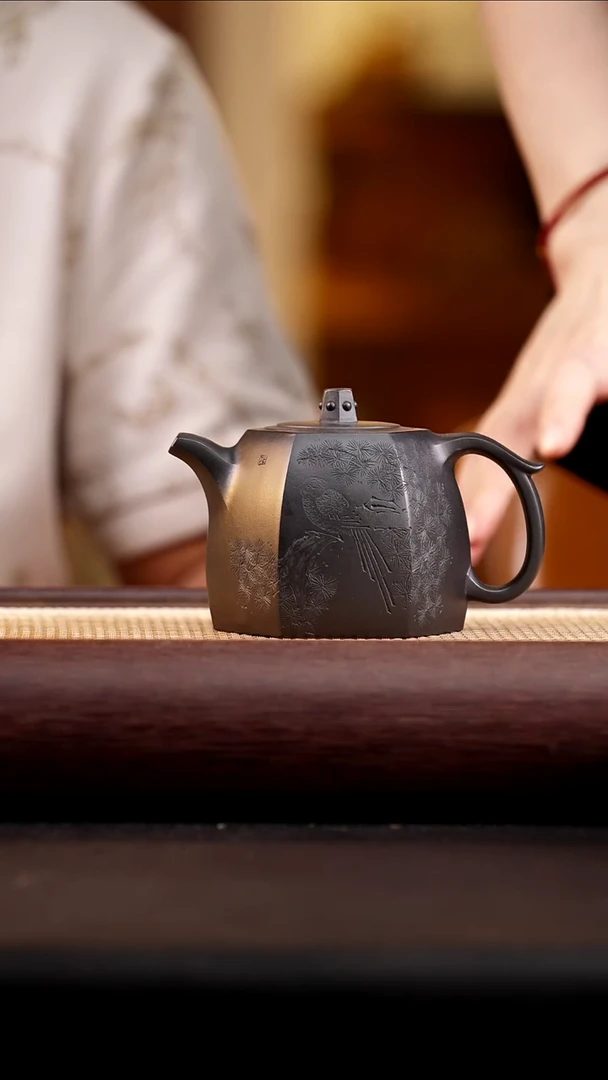 茶壶紫砂石黄六方井栏