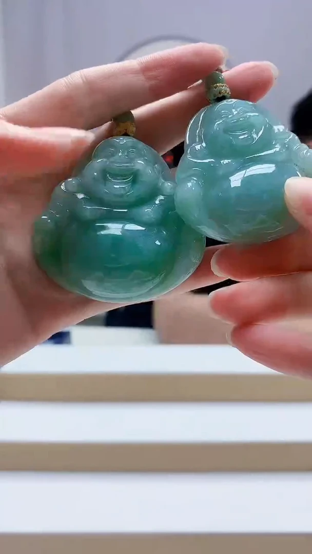 未镶嵌定制翡翠5060zm-毛货一对挂件80佛公