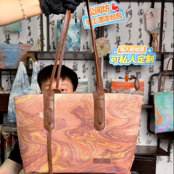 【直播现做】漂漆定制帆布休闲大容量潮流通勤百搭流行单肩包