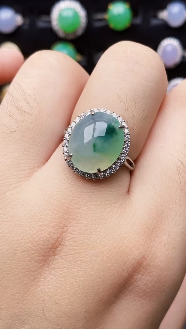 银S925镶嵌戒指翡翠0168