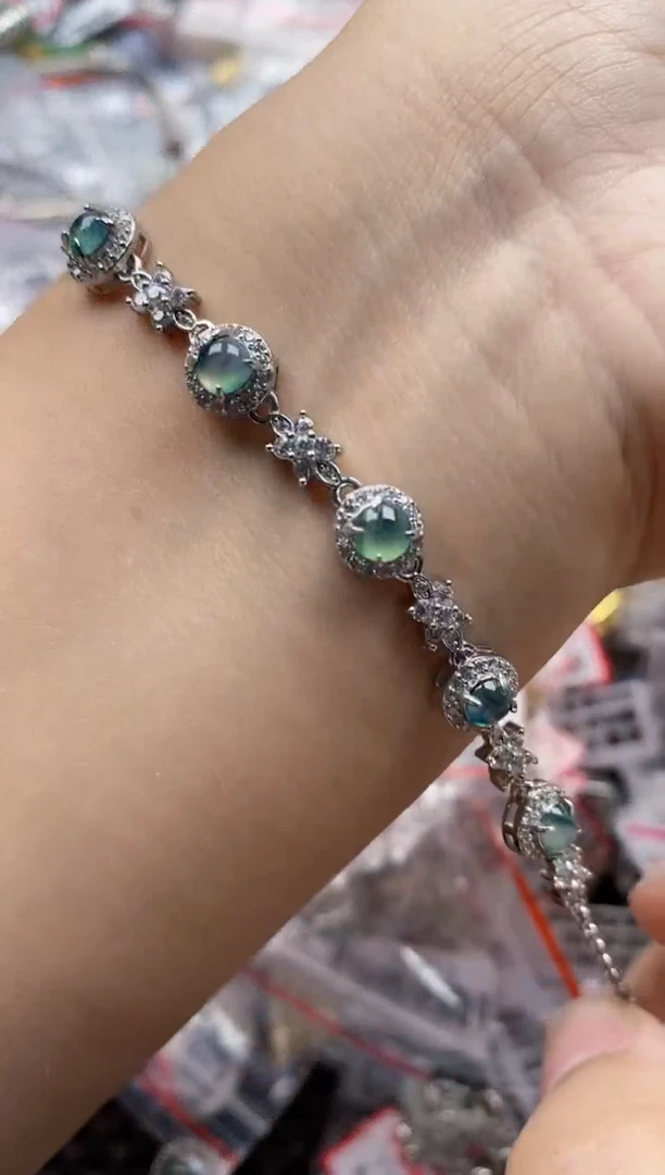 翡翠戒指银S925镶嵌4444---9