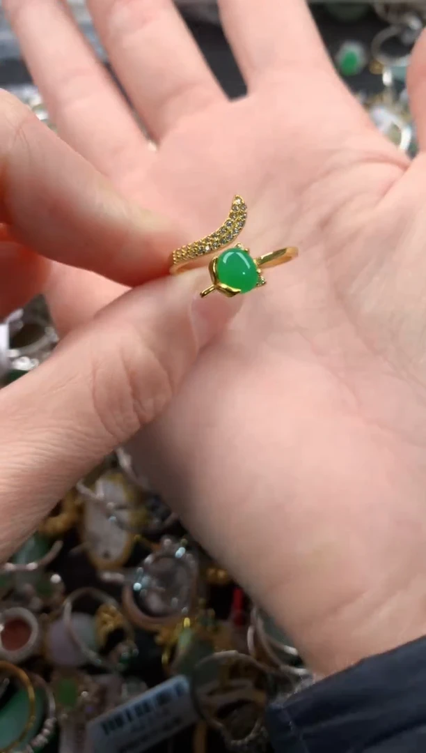 银S925镶嵌戒指翡翠333        10