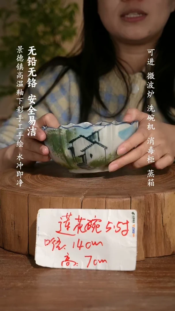 碗瓷景德镇手工手绘釉下彩高温瓷