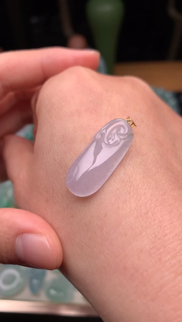 吊坠(不含链)18K金镶嵌翡翠吊坠