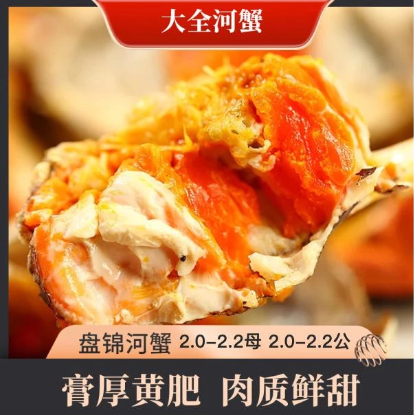【活蟹】盘锦河蟹 2.0-2.2两母+2.0-2.2两公 8/10只 不捆绳网兜装