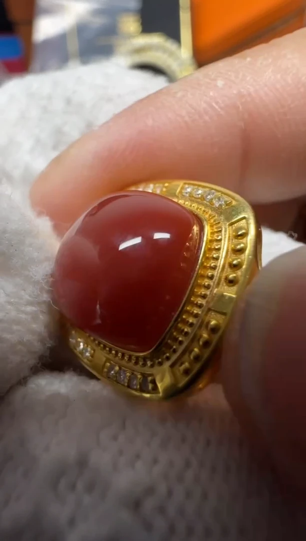 吊坠(不含链)18K金镶嵌南红玛瑙南红极品