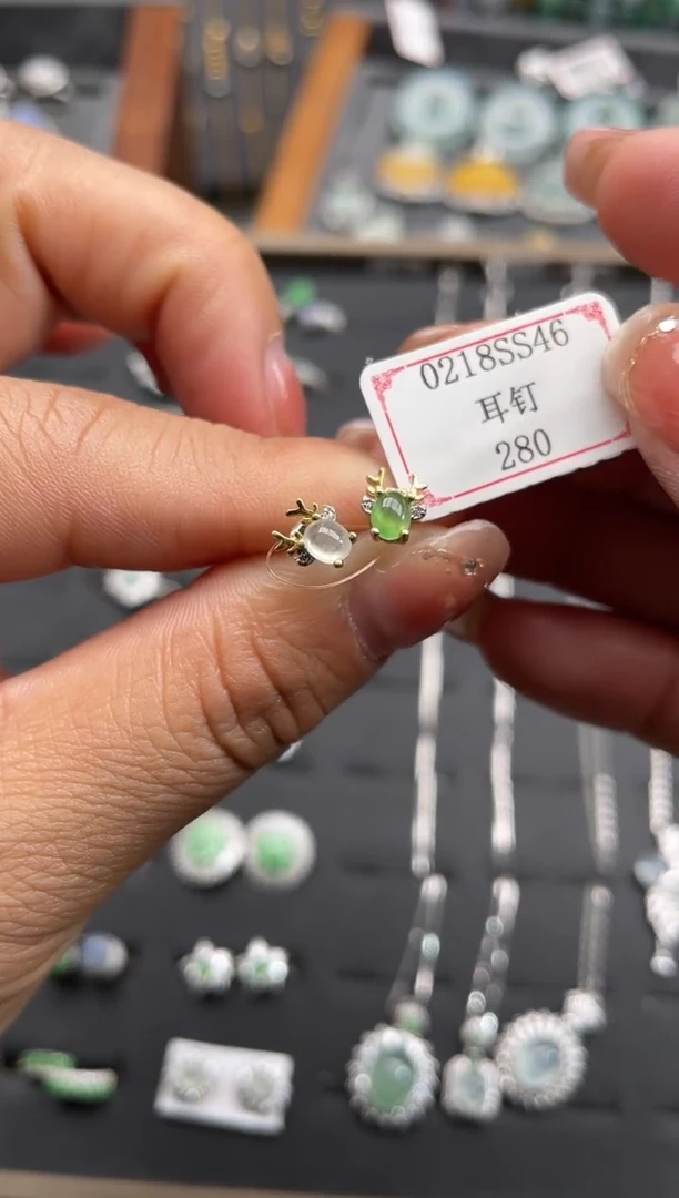 【闪购商品】翡翠耳饰银S925镶嵌0218SS46