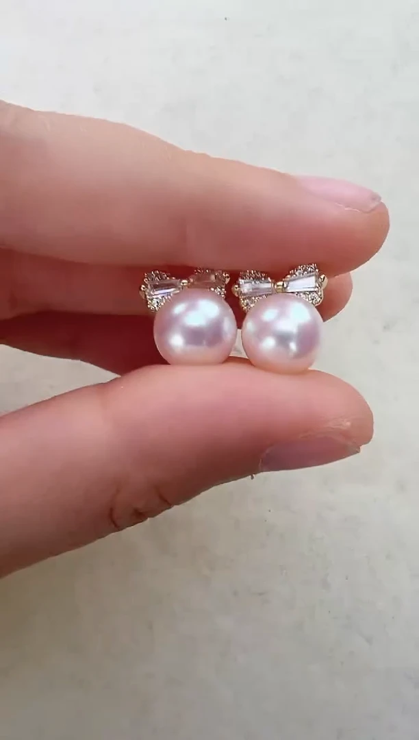 【闪购商品】淡水珍珠耳饰合金蝴蝶结