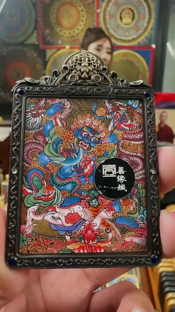 吊坠壹善缘城手绘唐卡大黑天