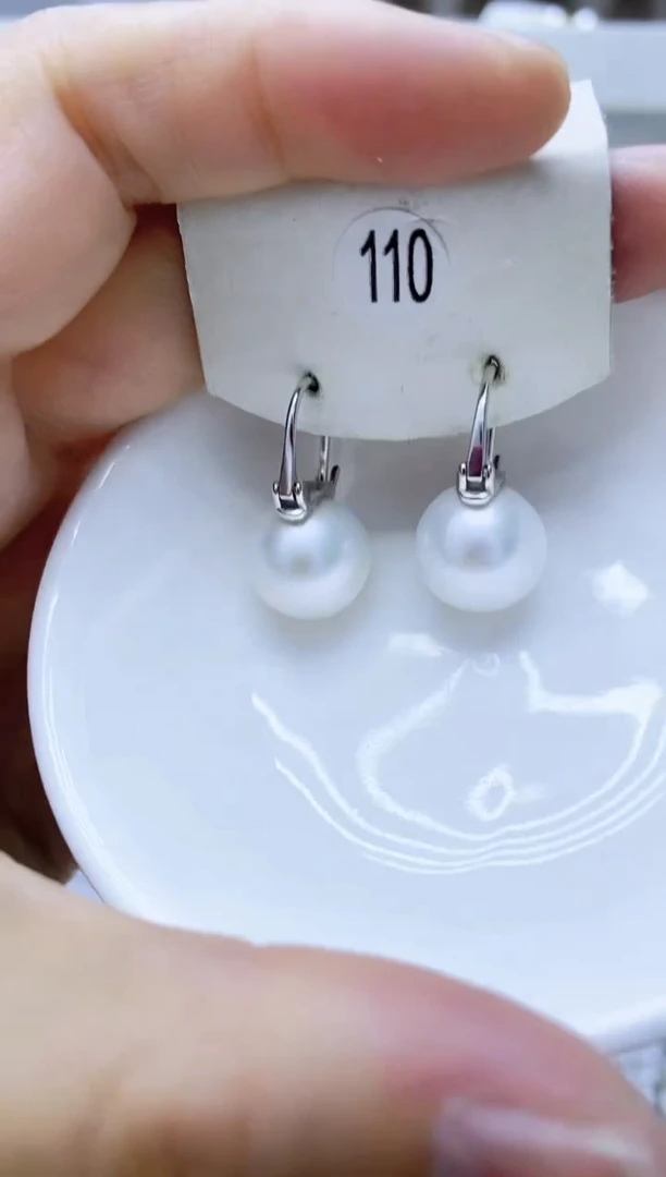 银S925镶嵌淡水珍珠耳饰110
