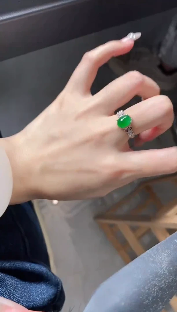 银S925镶嵌戒指翡翠15511