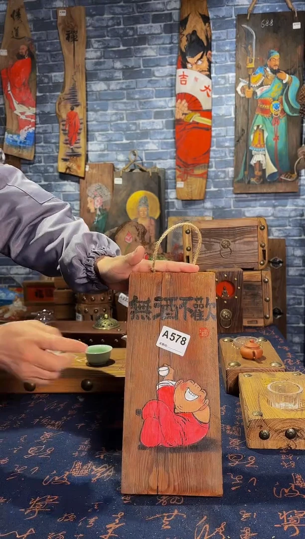 风化老门板丙烯画