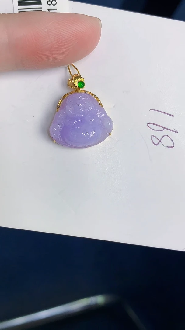 颈饰18K金镶嵌翡翠天然翡翠缅甸A货