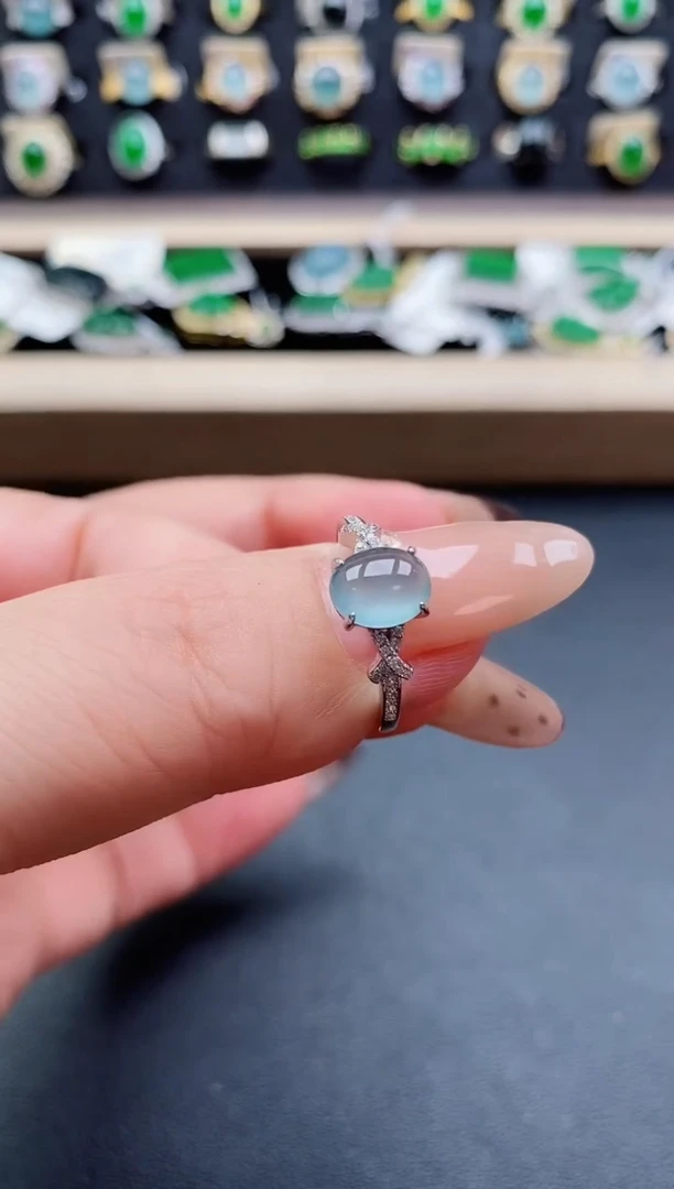 银S925镶嵌戒指翡翠1