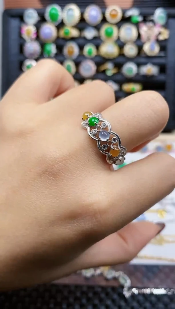 银S925镶嵌戒指翡翠180