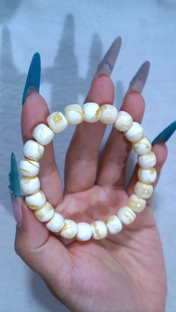 手链琥珀未镶嵌典藏级10mm漆瓷白溶洞妖孽