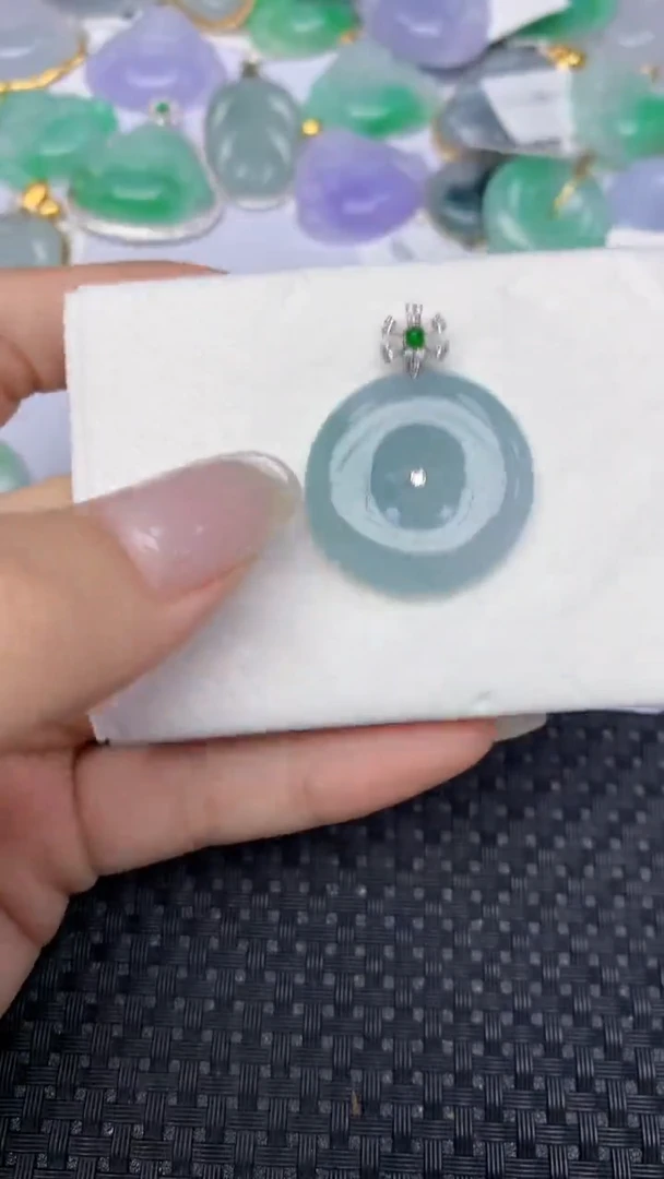 翡翠18K金镶嵌颈饰 天然缅甸翡翠a货百元以上9元证书费自理