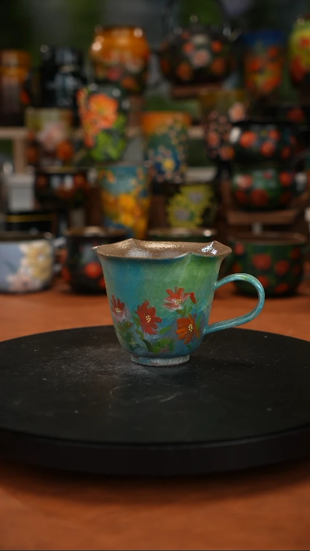 紫砂油画手绘釉下彩