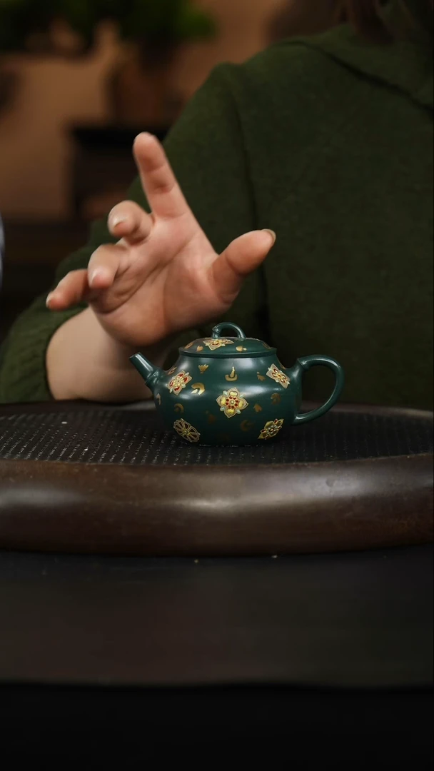 茶壶紫砂老墨绿珐琅彩