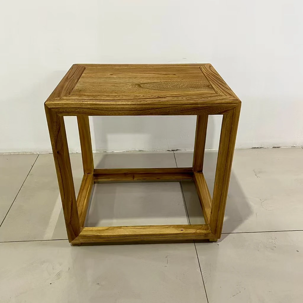 老榆木实木原木方凳茶凳餐凳休闲凳