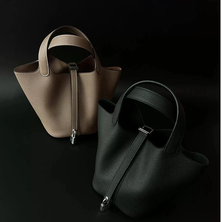 头层牛皮水桶包包2025新款百搭真皮菜篮子女包手提包（专属13）