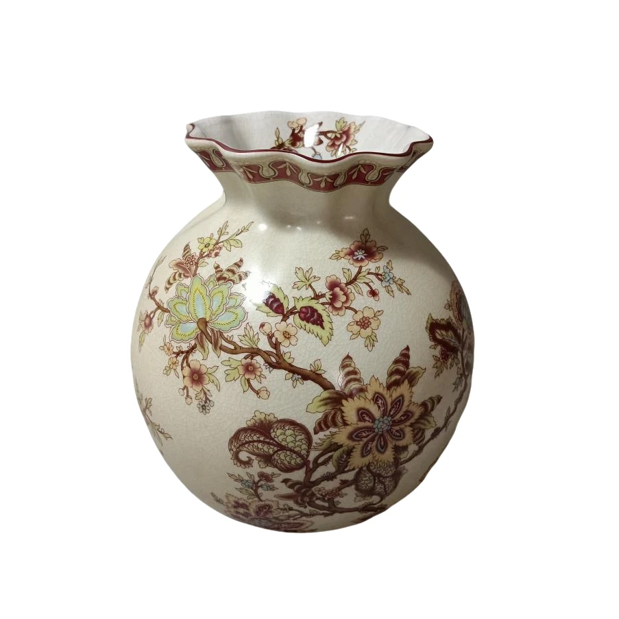 【奇居高端】高温瓷经典凤尾花钱袋花瓶桌面摆件