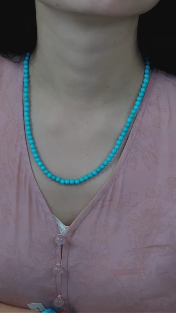 【闪购商品】绿松石项链银S925镶嵌发货一件 5mm