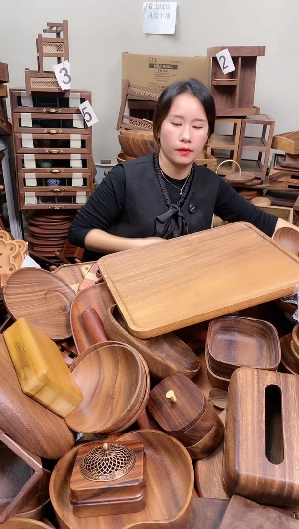木 南美胡桃木带手抓槽托盘40*30*2cm