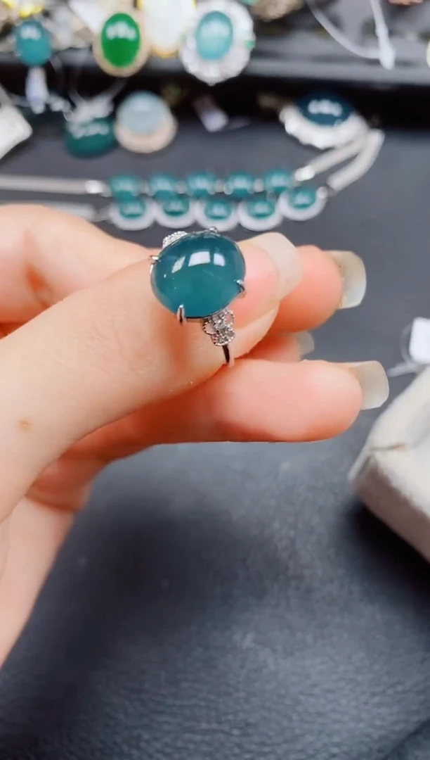 银S925镶嵌戒指翡翠翡翠